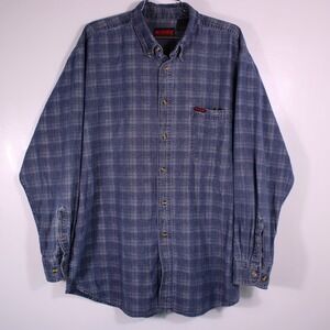 Wolverine Plaid Button Down Shirt Mens XL Blue Long Sleeve Workwear Cotton